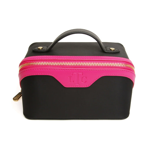 Black & Hot Pink - The London Train Case Co. Mini Two-Tone Train Case