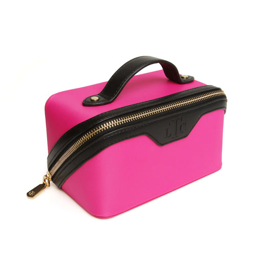 Hot Pink & Black - The London Train Case Co. Mini Two-Tone Train Case