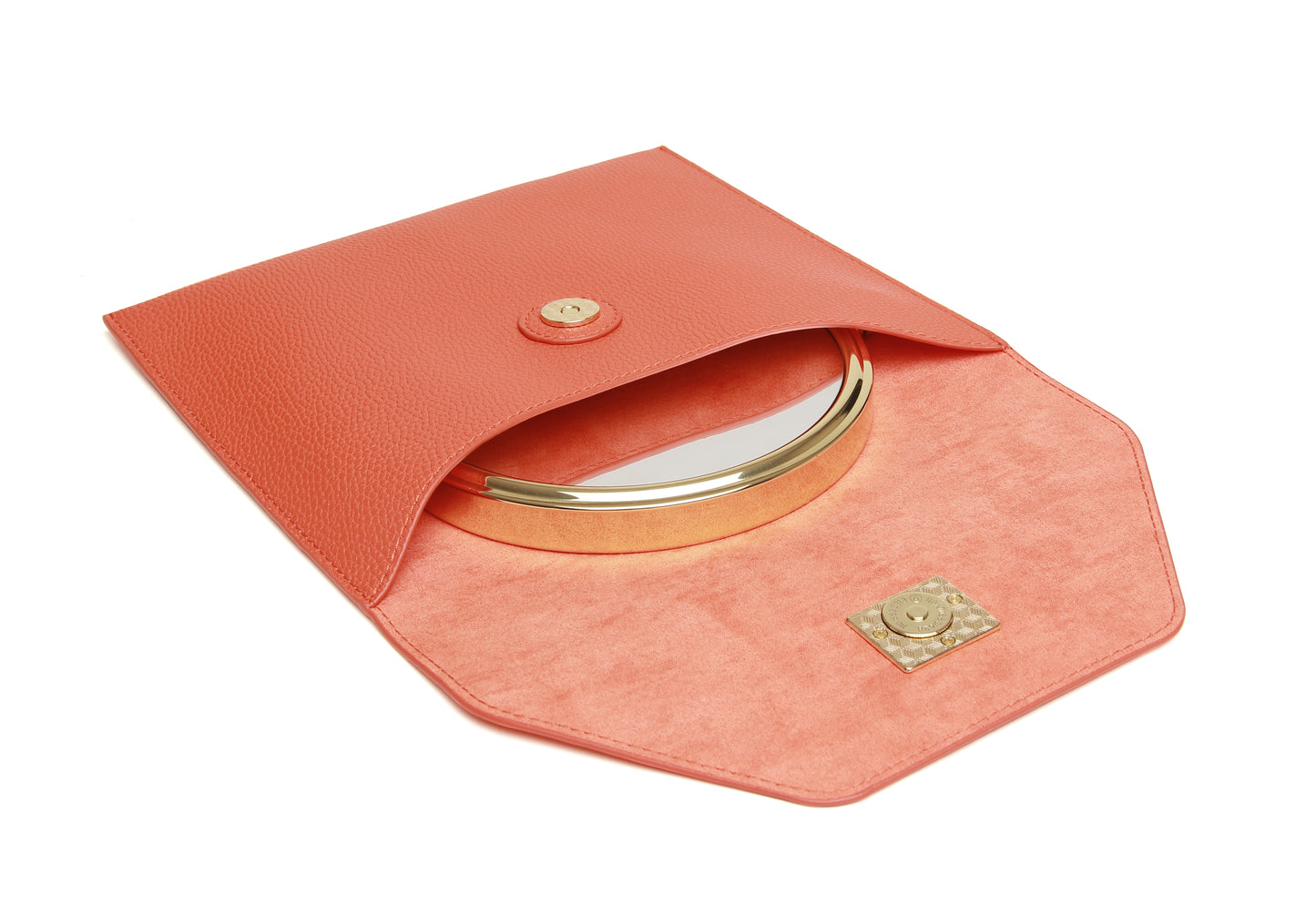 Orange Luxury Travel Mirror and Case with 7x magnifying