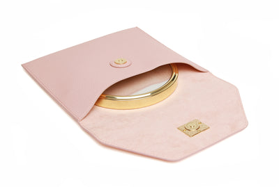 Pink Luxury Travel Mirror and Case with 7x magnifying