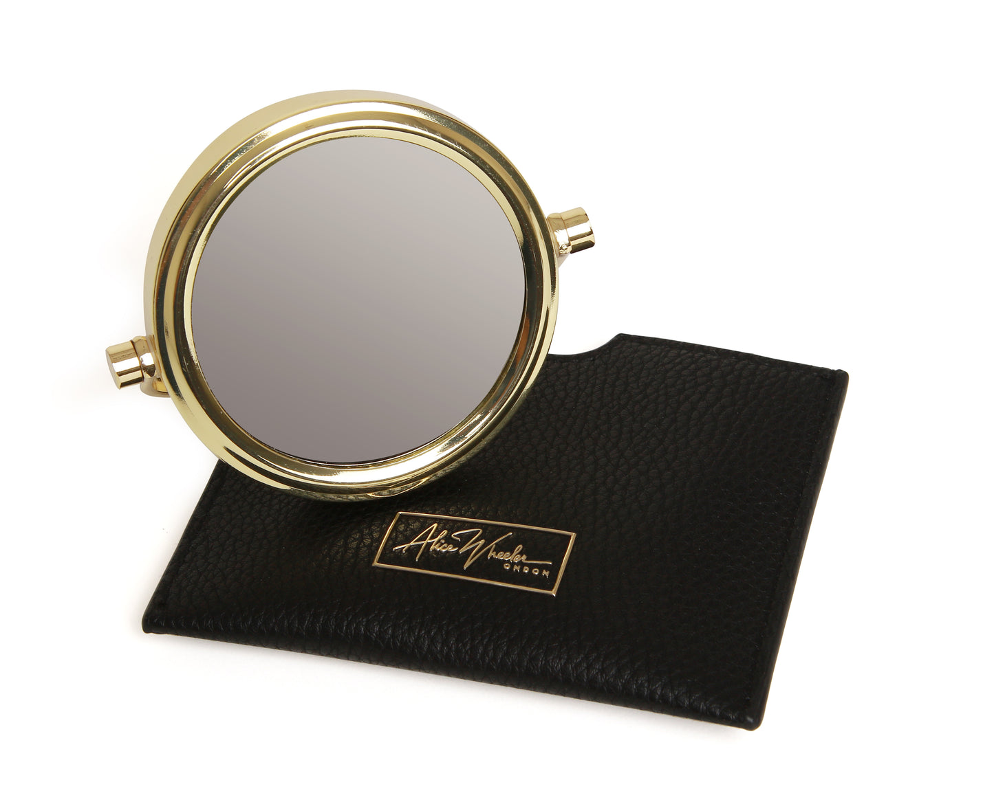 Black Handbag 7x magnifying mirror and pouch