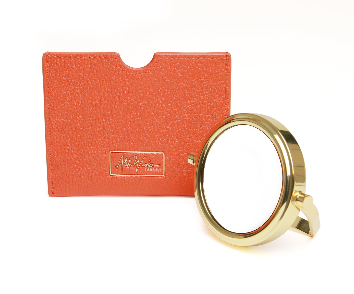 Orange Handbag 7x magnifying mirror and pouch