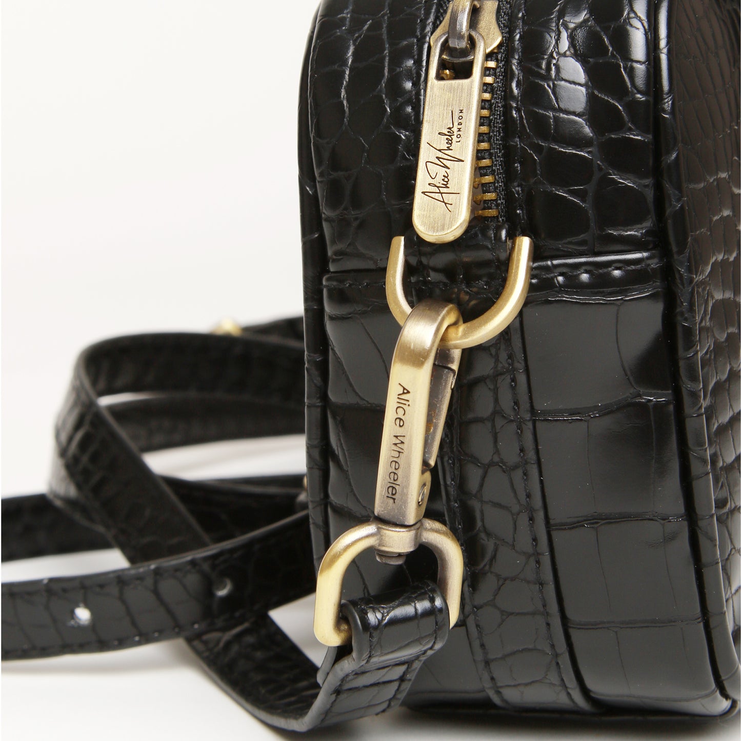Luxury Black Croc Crossbody - Mini