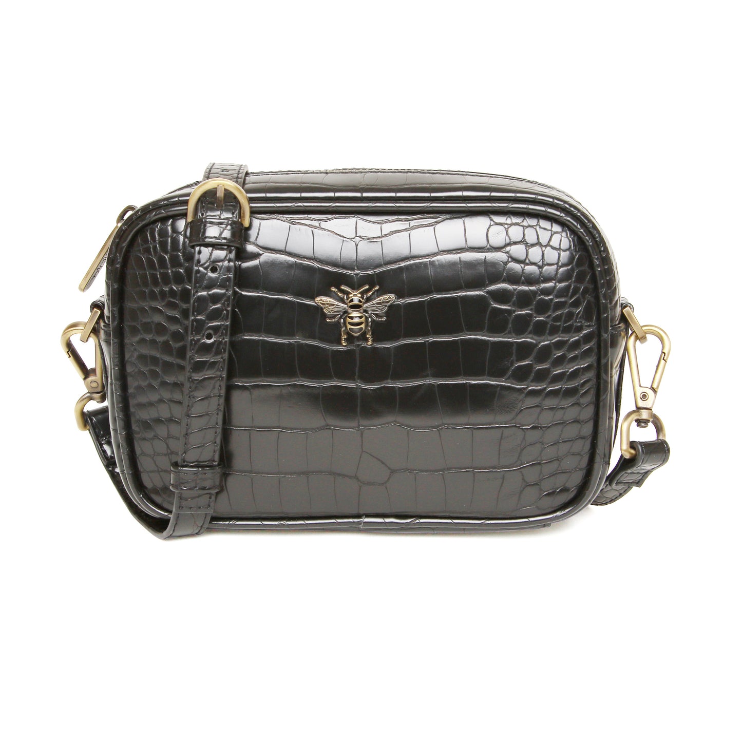 Luxury Black Croc Crossbody - Mini