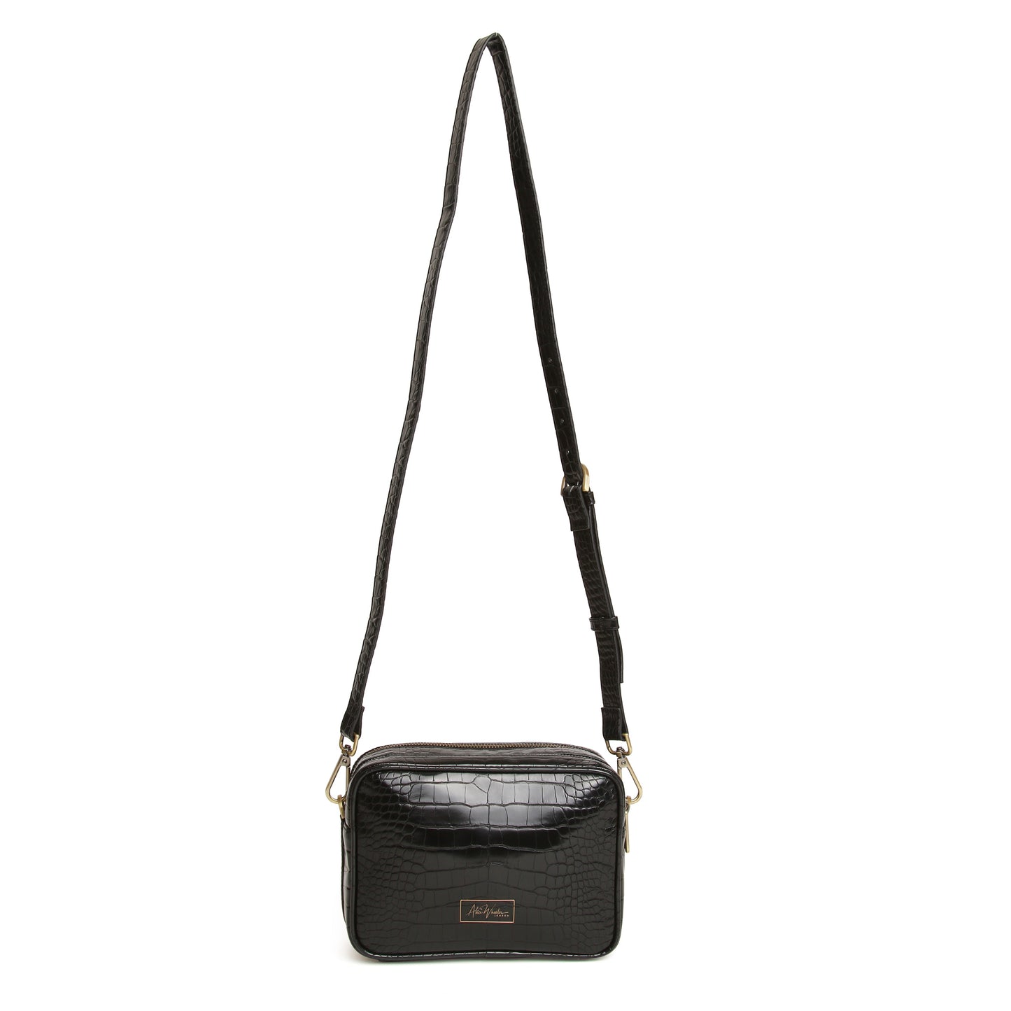 Luxury Black Croc - Soho Crossbody Bag