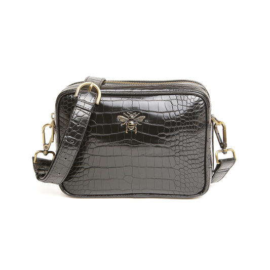 Luxury Black Croc - Soho Crossbody Bag