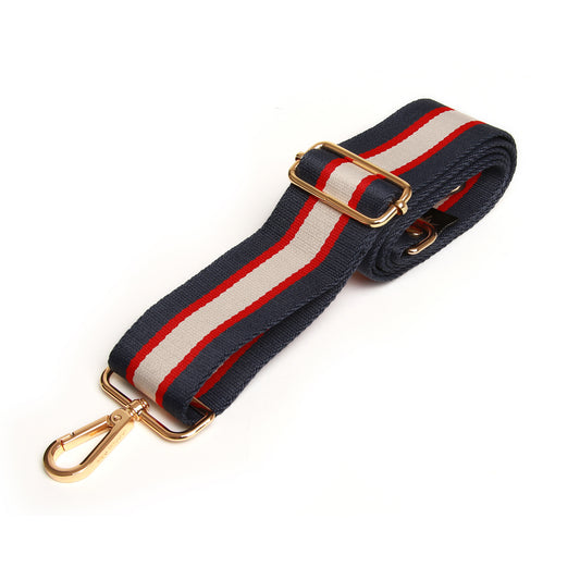 Navy, Beige & Red Cross Body strap