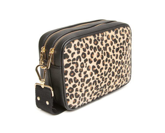 Leopard Soho Dual Compartment Camera Crossbody Bag