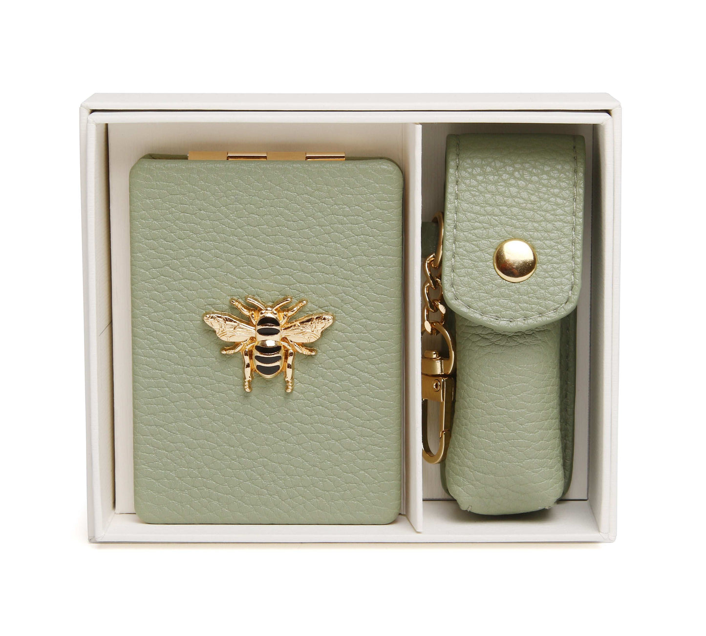 Sage - Oblong compact Mirror & Liptick holder gift set