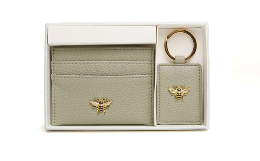 Pistachio Bow Card Holder & Key Ring Gift set