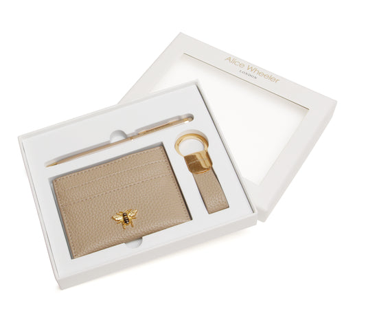 Stone Bow Card Holder, Key Ring and Pen Gift Set