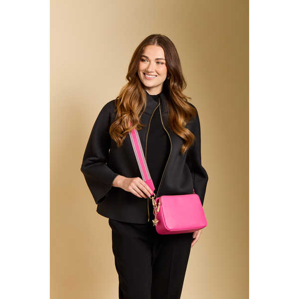 Pink - Dual Double Zip Crossbody Bag
