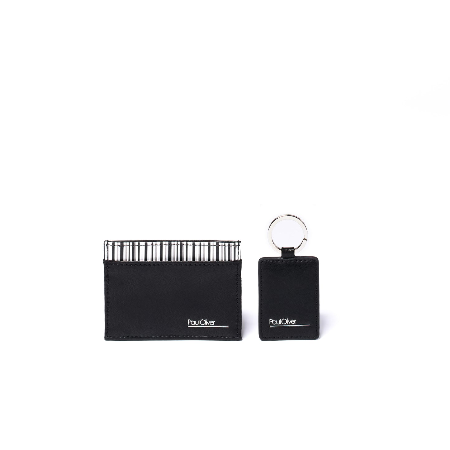 Mens Gift Set Card Wallet & Keyring With PO Stripe - by Paul Oliver