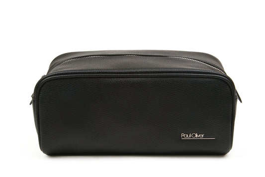 Mens Luxury Zip Wash Bag Black - by Paul Oliver