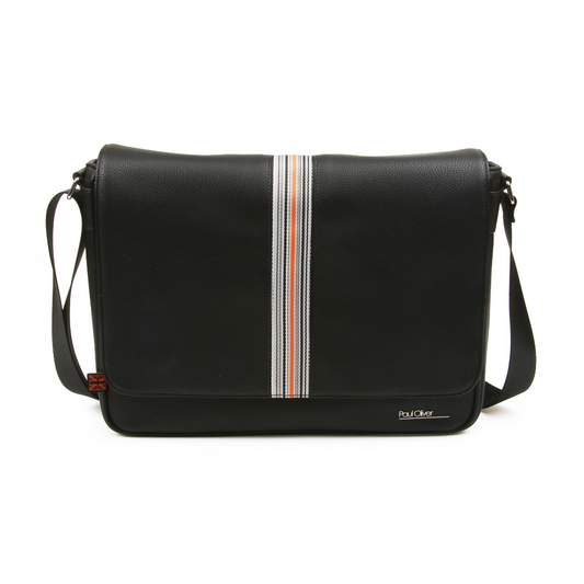 Mens Messenger Bag With Orange Stripe - by Paul Oliver