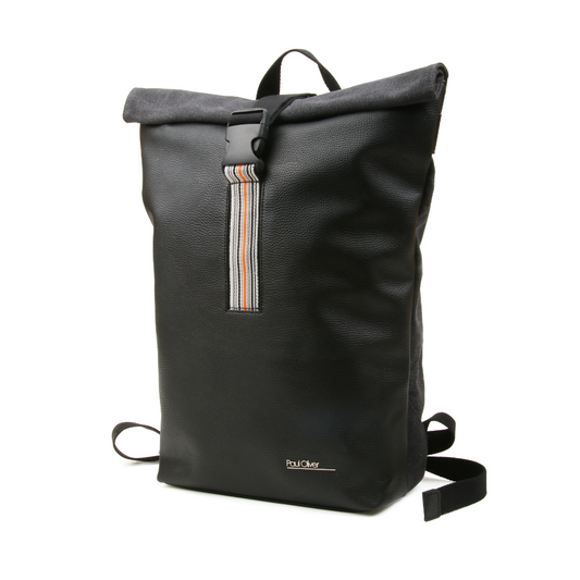 Mens Roll Top Backpack With Orange Stripe - by Paul Oliver