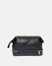 Mens Luxury Zipped Wash Bag With Graphite Stripe - by Paul Oliver