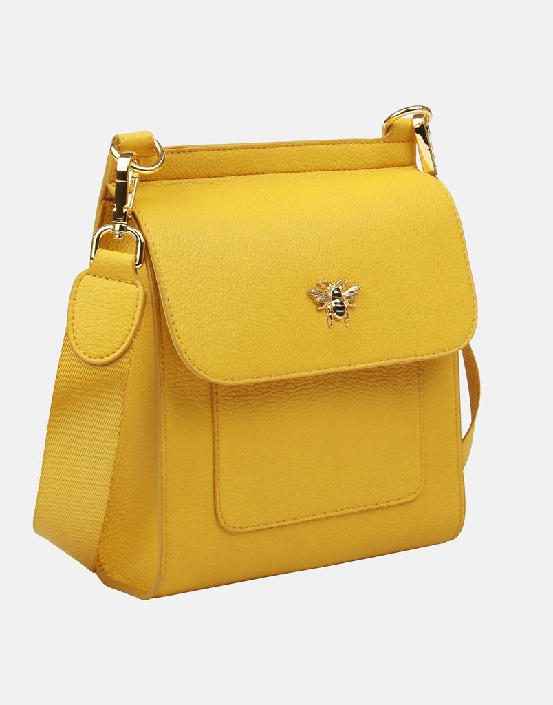 Alice Wheeler Bloomsbury Crossbody Bag - Textured Vegan Leather With Honey Bee Badge - View #7