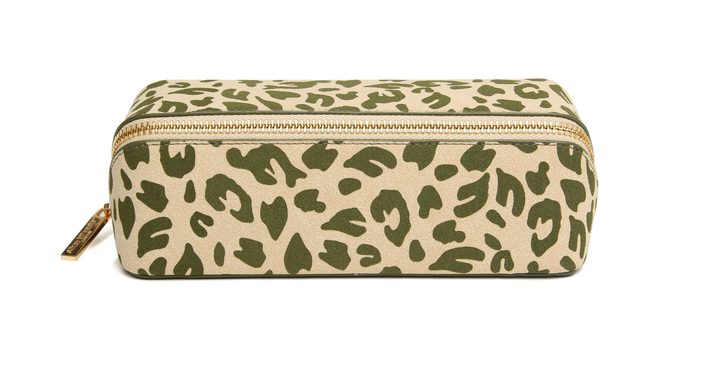 Olive Leopard - Small Train case