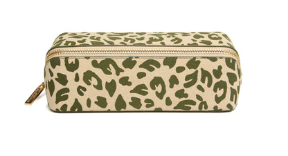 Olive Leopard - Small Train case