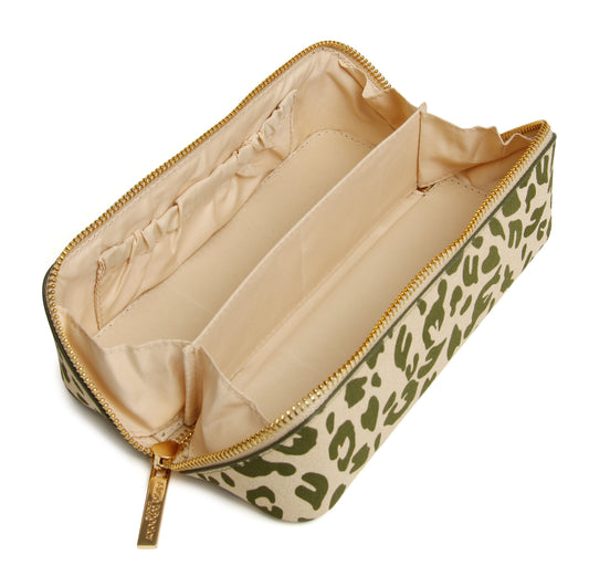 Olive Leopard - Small Train case