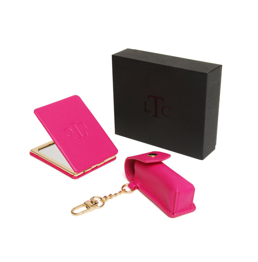 Hot Pink LTC - Mirror and Lipstick Holder Gift Set