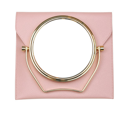 Pink Luxury Travel Mirror and Case with 7x magnifying