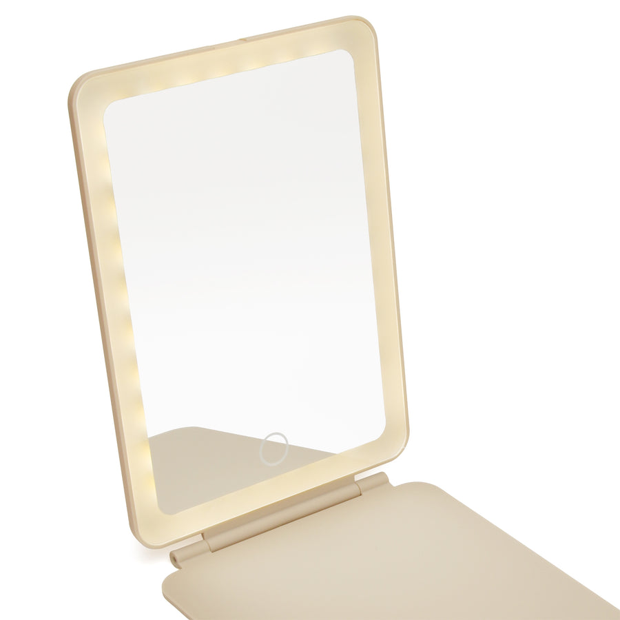 Stone- LED Light Up Soft Touch Travel Mirror (3 Light Settings)