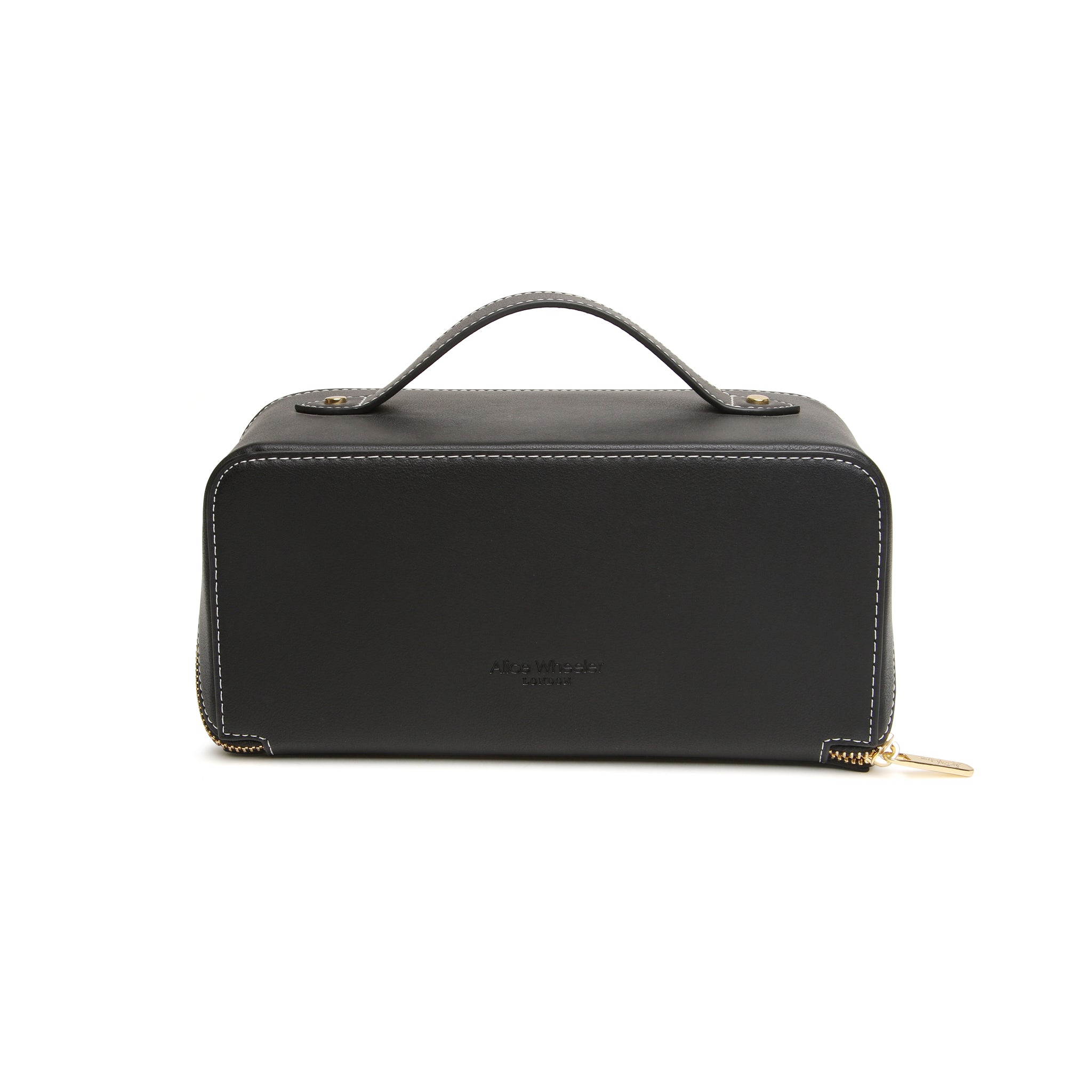 Alice Wheeler The Train Case Kosmetiktasche – Ausklappbar, Veganes Leder, Orange/schwarz, 24x12x12 Cm