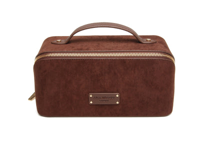 Chocolate Kensington Suede Train Case