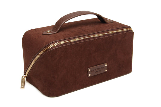 Chocolate Kensington Suede Train Case