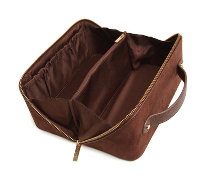 Chocolate Kensington Suede Train Case