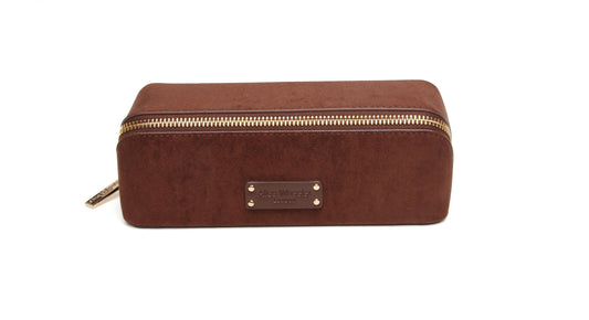 Chocolate Kensington Suede Small Train Case