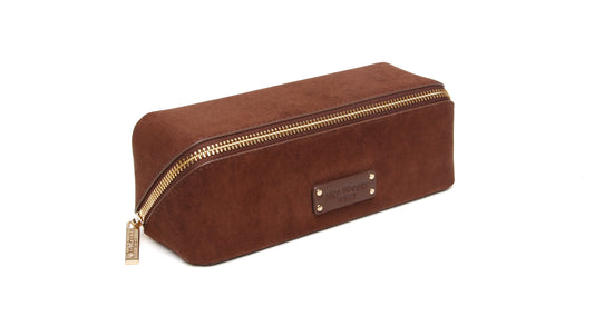 Chocolate Kensington Suede Small Train Case