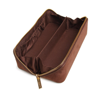 Chocolate Kensington Suede Small Train Case