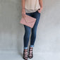 Chelsea Snakeskin Patterned Pink Envelope Clutch Bag