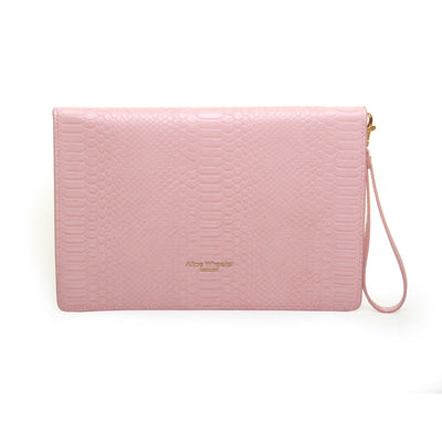 Chelsea Snakeskin Patterned Pink Envelope Clutch Bag