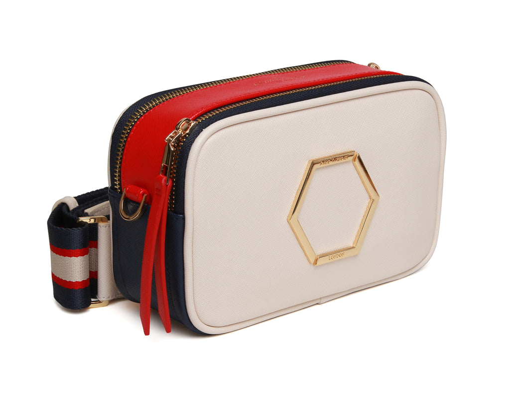 Cream - Pimlico Honeycomb Tricolour Cross Body Bag