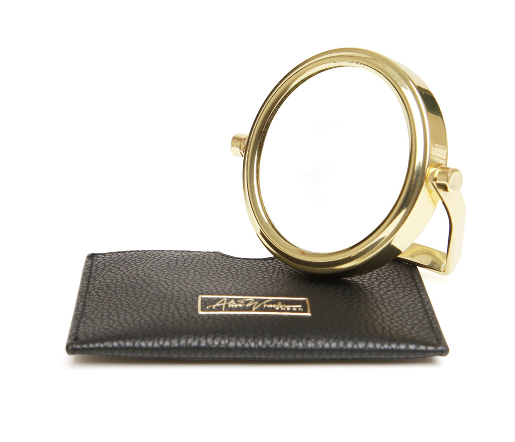 Black Handbag 7x magnifying mirror and pouch