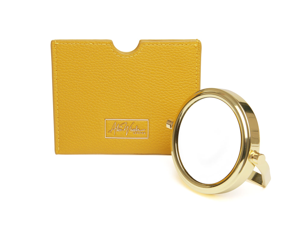 Ochre Handbag 7x magnifying mirror and pouch