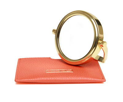 Orange Handbag 7x magnifying mirror and pouch