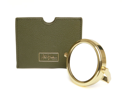 Olive Handbag 7x magnifying mirror and pouch