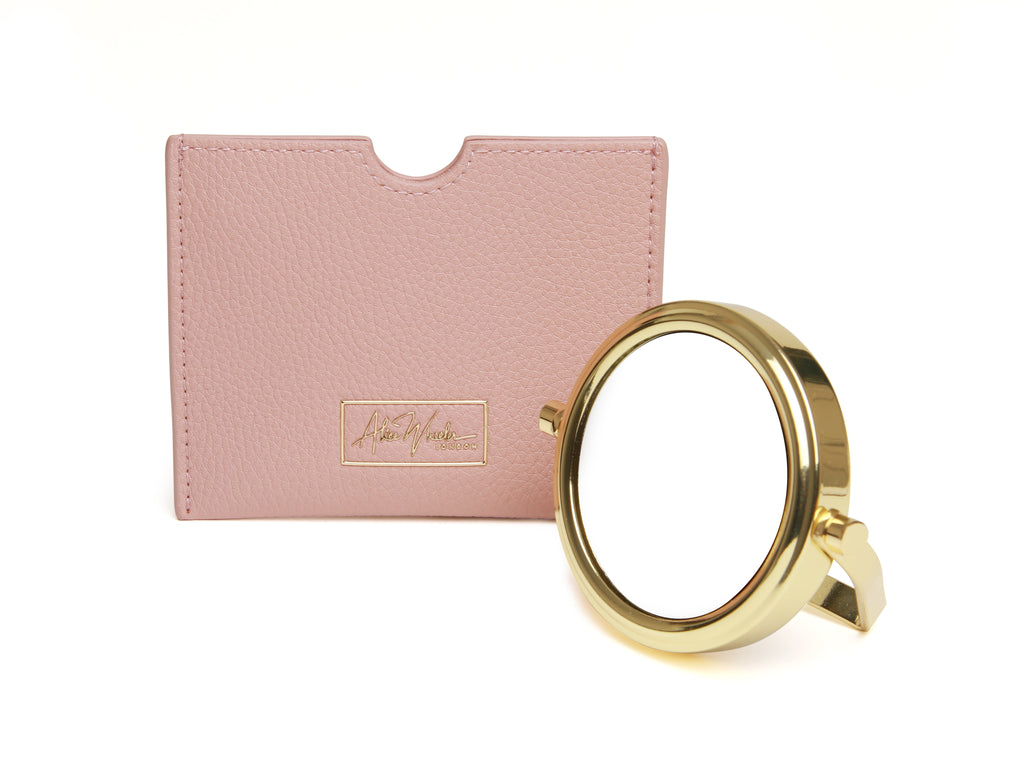 Pink Handbag 7x magnifying mirror and pouch