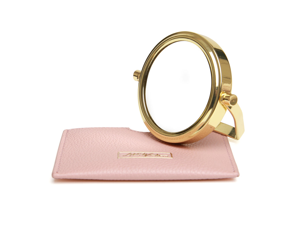 Pink Handbag 7x magnifying mirror and pouch