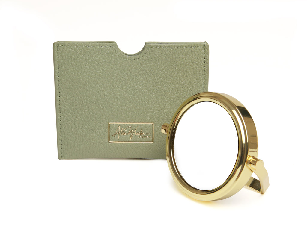 Sage Handbag 7x magnifying mirror and pouch