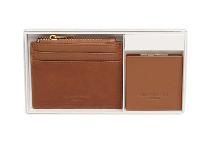 Tan - verona Coin purse & vienna compact mirror gift set