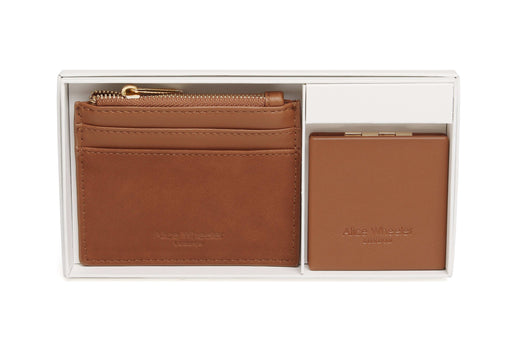 Tan - verona Coin purse & vienna compact mirror gift set