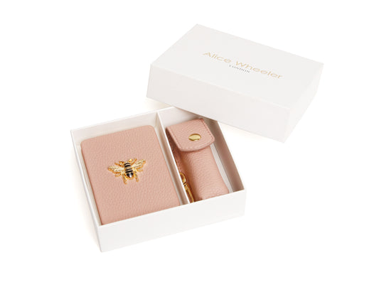 Pink - Oblong compact Mirror & Liptick holder gift set