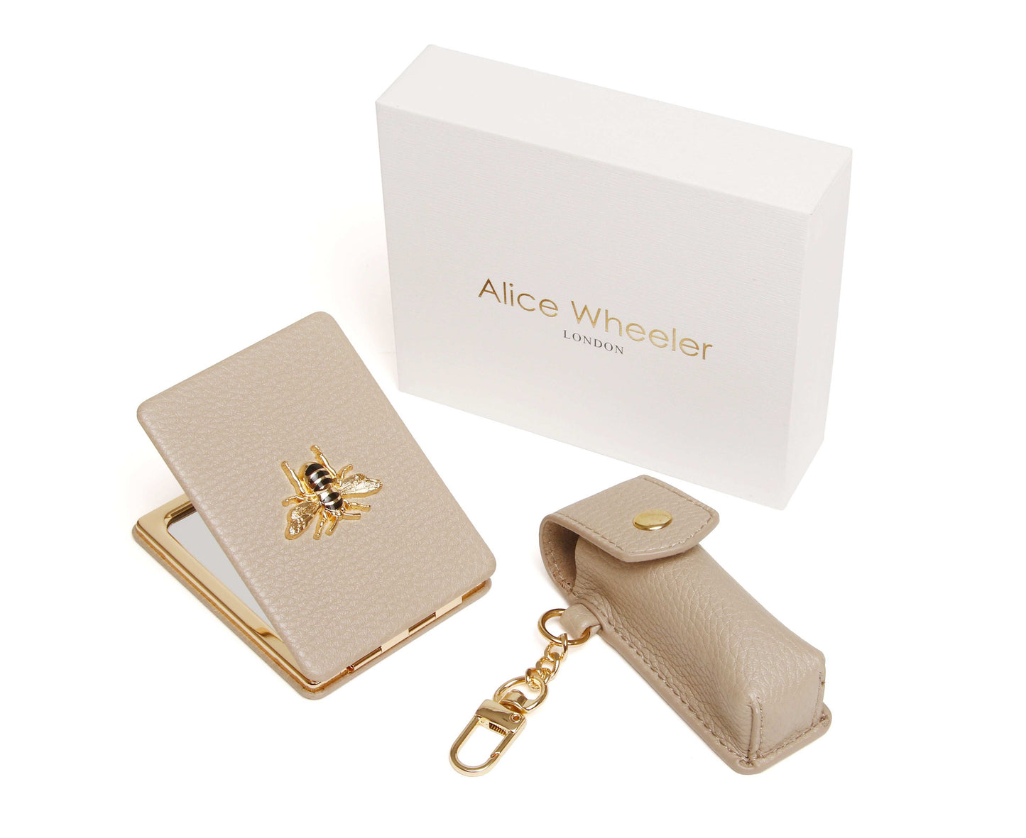 Stone - Oblong compact Mirror & Liptick holder gift set