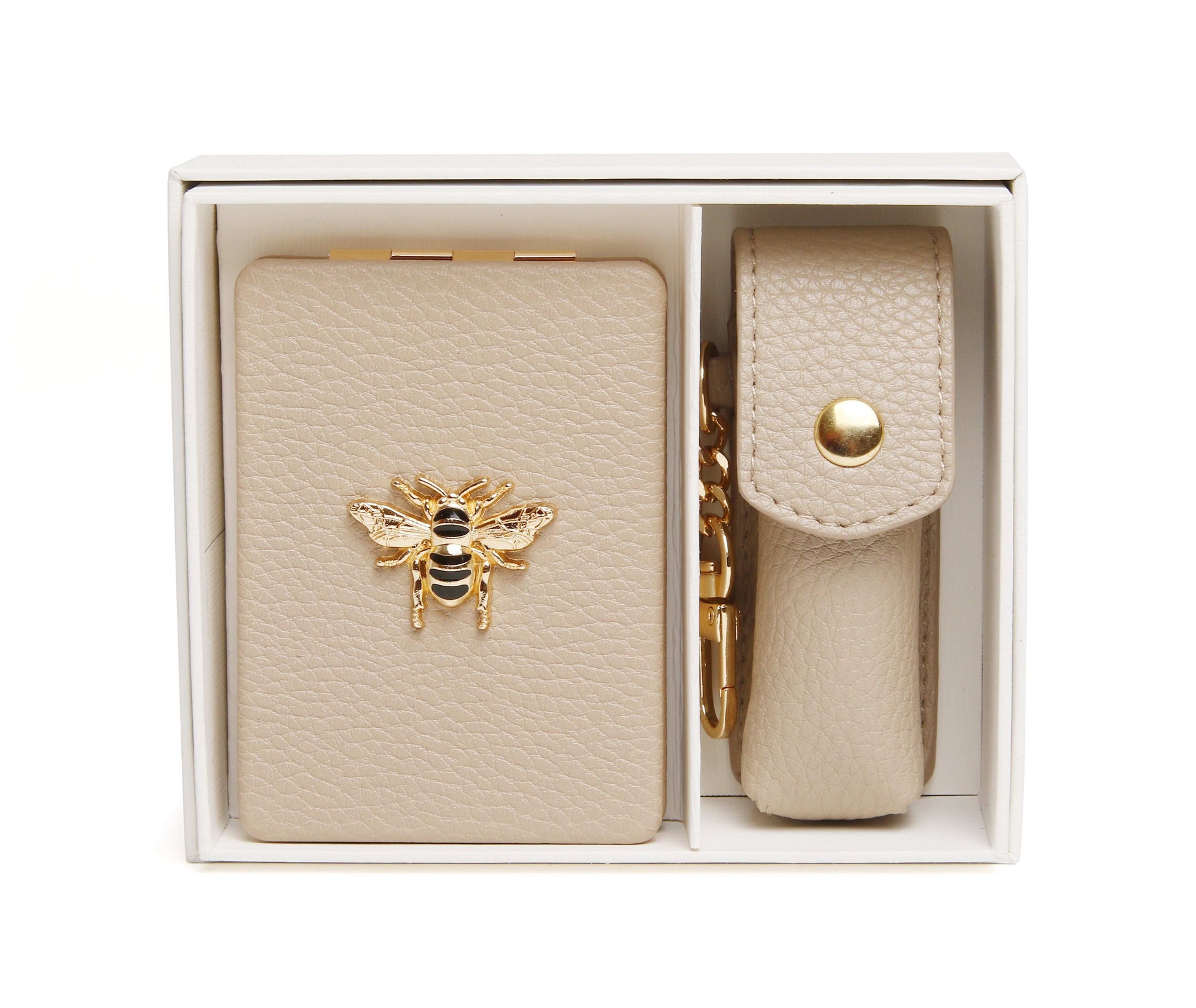 Stone - Oblong compact Mirror & Liptick holder gift set